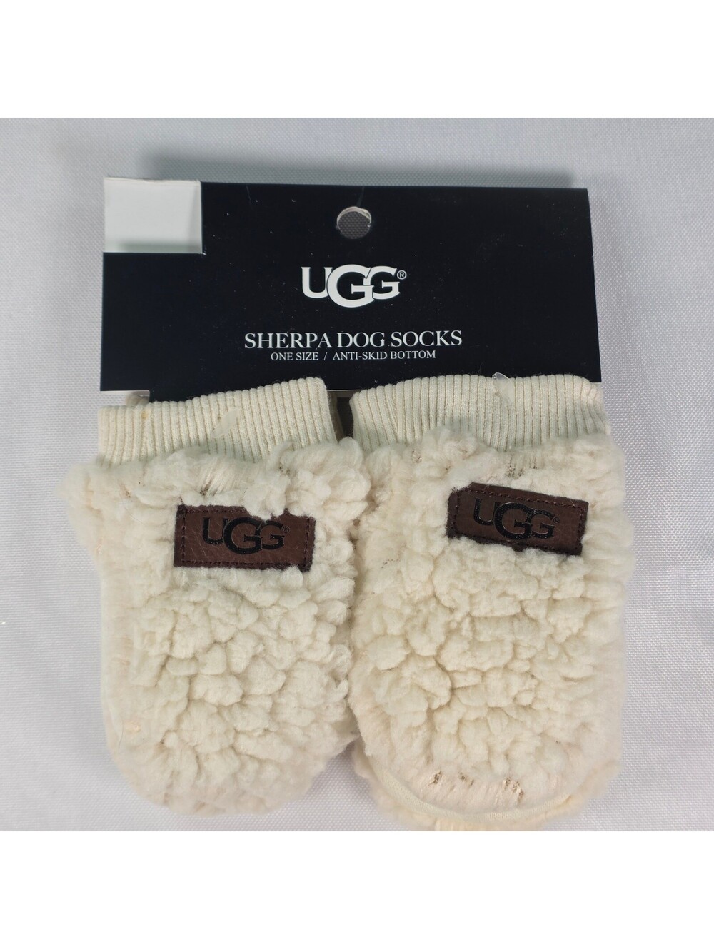 New UGG Sherpa Dog Socks Birch One Size Anti-Skid Bottom Pet Booties NWT